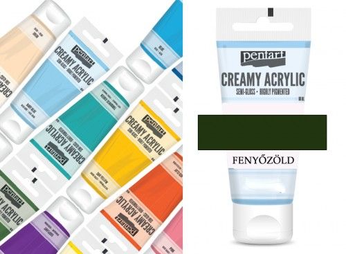 Tubusos akrilfesték, selyemfényű, 60ml, Fenyőzöld