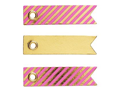 Ajándék címke, 13x50 mm, 20db/cs - pink-arany