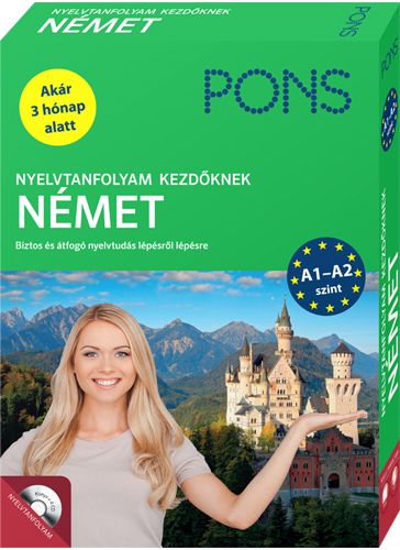 PONS Nyelvtanfolyam kezdőknek – Német - Önálló nyelvtanulás - 1 könyv - 4 Audio-CD